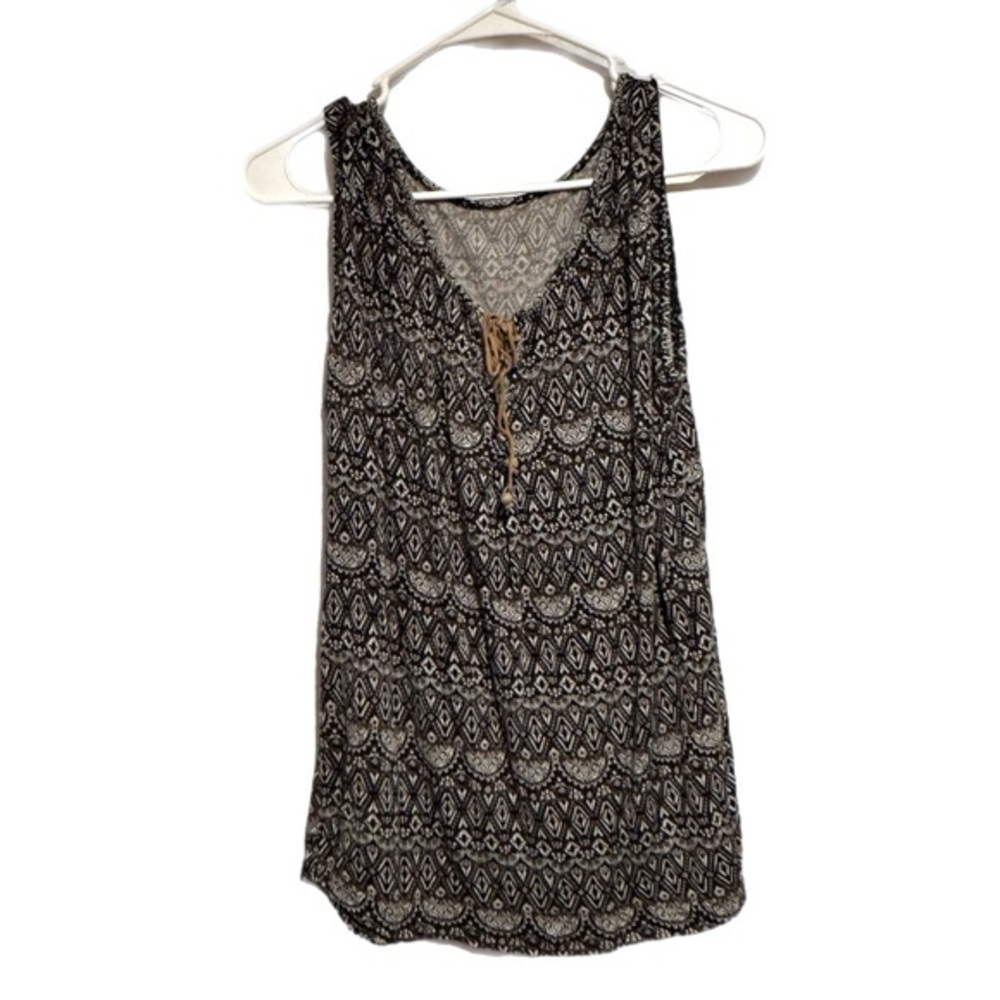 90s Navy Geometrical Patterened Tank Top